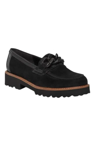 Gabor Women's Lug Sole Loafers In Black Velour In Multi