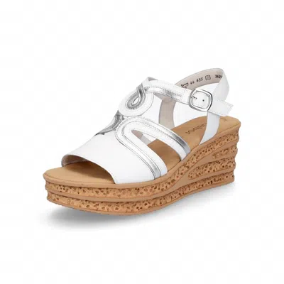 Gabor Women's Nappa Satin Wedge Sandals In White In Silver