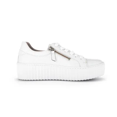 Gabor Women's Nubuck Platform Sneaker In White