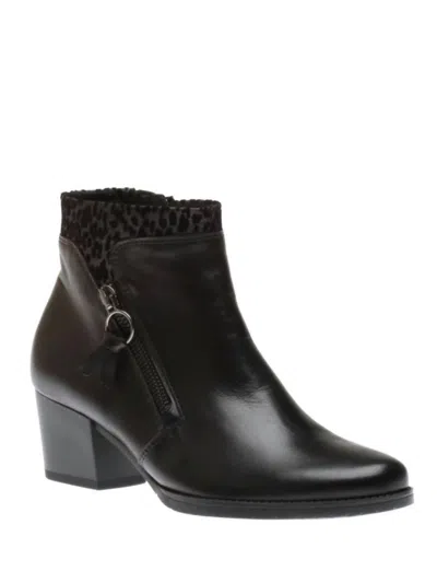 Gabor Women Print Ankle Zipper Boot In Schwarz,grau In Multi