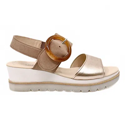 Gabor Women's Sandal Wedge Champagne In Tan In Multi