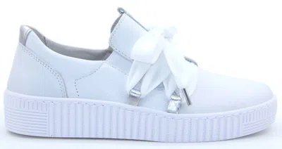 Gabor Women's Slip On Trainer Shoes In White/silver