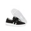 Gabor Women's Soft Nubuk Ribbon Sneaker In Black And White In Multi