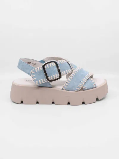 Gabor Women's Stitched Suede Platform Sandal In Sky Blue