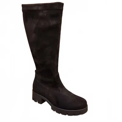 Gabor Women's Suede High Calf Boots In Black Stretch In Brown