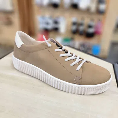 Gabor Women's Suede Sneakers In Nut Biege Soft Nubuk In Multi