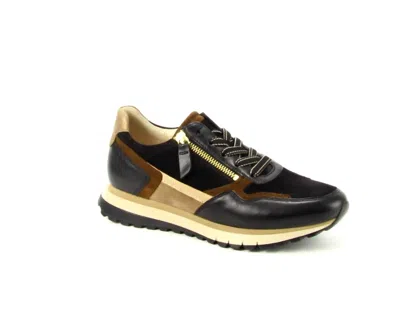 Gabor Women's Trendy Sneaker In Black/whiskey In Multi