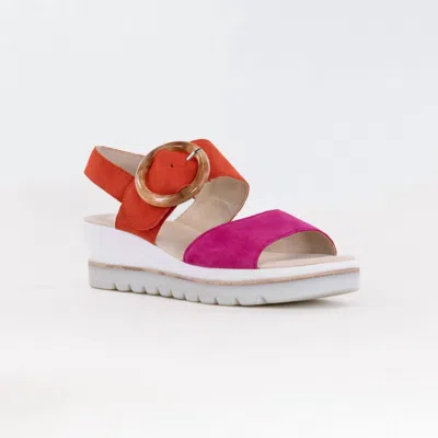 Gabor Women's Wedge Sandal In Pink/ Pumpkin