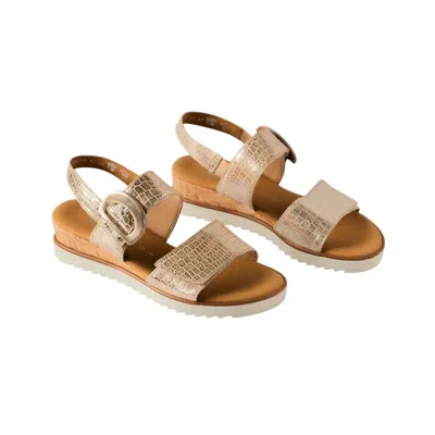 Gabor Women's Wedge Slingback Sandal In Platino Gold In Brown