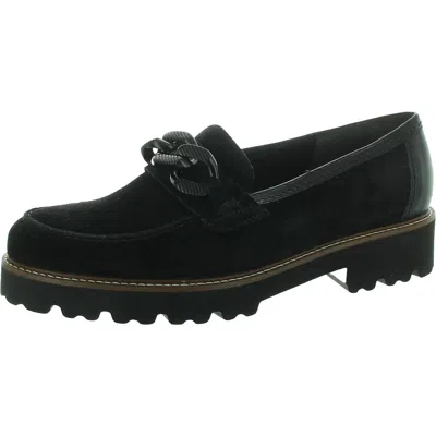 Gabor Womens Chain Suede Loafers In Black