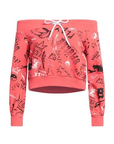 Gabri Elle Woman Sweatshirt Coral Size 4 Cotton In Red