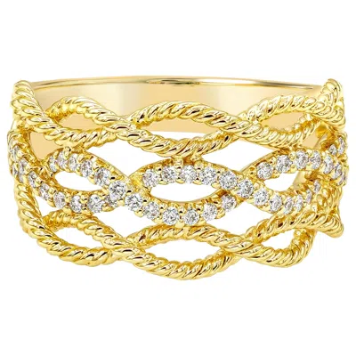 Pre-owned Gabriel & Co. 0.45 Carat Round Cut Diamond Three-row Infinity Style Fashion Ring In Multi