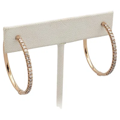 Pre-owned Gabriel & Co. Gabriel & Co 1.00 Ct Diamond 14k Rose Gold Hoop Earrings In Red