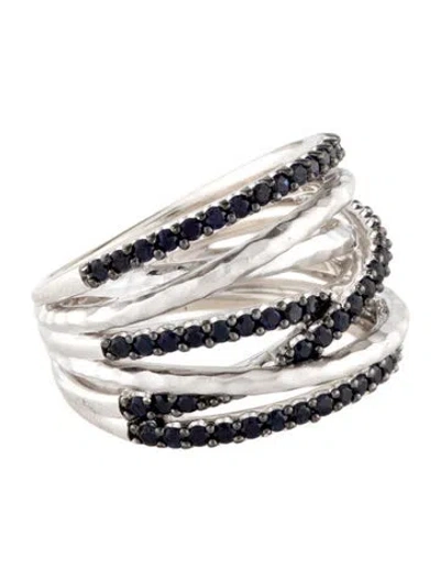 Pre-owned Gabriel & Co. 1.06ctw Sapphire Hammered Crossover Cocktail Ring In Multicolor