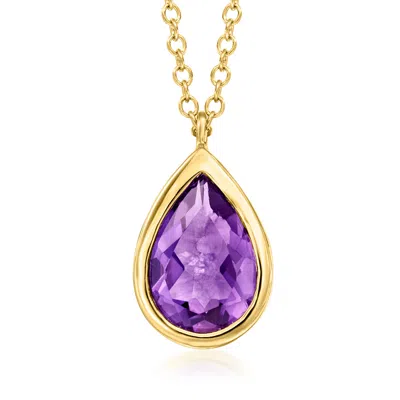 Gabriel & Co. 1.20 Carat Pear-shaped Amethyst Necklace In 14kt Yellow Gold