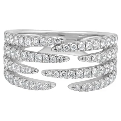Pre-owned Gabriel & Co. 14 Karat White Gold 4 Open Row Diamond Pave Ring