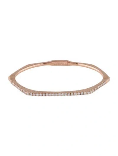 Pre-owned Gabriel & Co. 14k 1.14ctw Diamond Geometric Bangle Bracelet, 6" In Multicolor