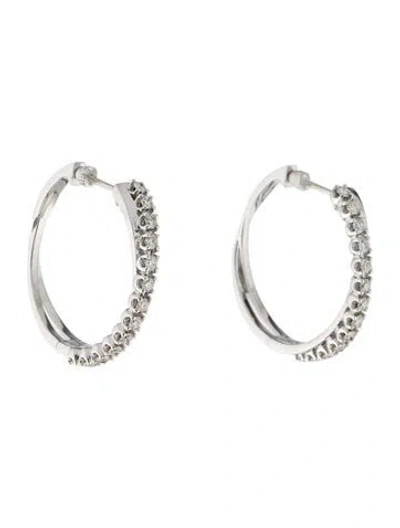 Pre-owned Gabriel & Co. 14k 1.17ctw Diamond Crossover Hoop Earrings In Multicolor