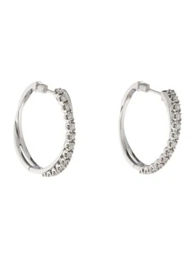 Pre-owned Gabriel & Co. 14k 1.17ctw Diamond Crossover Hoop Earrings In Multicolor