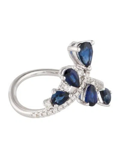 Pre-owned Gabriel & Co. 14k 1.21ctw Sapphire & Diamond Cocktail Ring In Multicolor