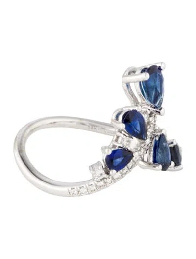 Pre-owned Gabriel & Co. 14k 1.21ctw Sapphire & Diamond Cocktail Ring In Multicolor