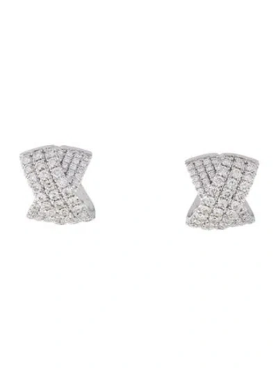 Pre-owned Gabriel & Co. 14k 1.36ctw Diamond Criss Cross Huggie Earrings In Multicolor
