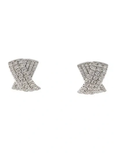 Pre-owned Gabriel & Co. 14k 1.36ctw Diamond Criss Cross Huggie Earrings In Multicolor