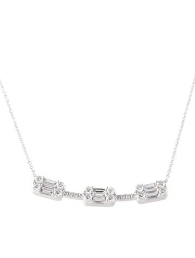 Pre-owned Gabriel & Co. 14k 1.56ctw Diamond Bar Pendant Necklace, 17.5" In Multicolor