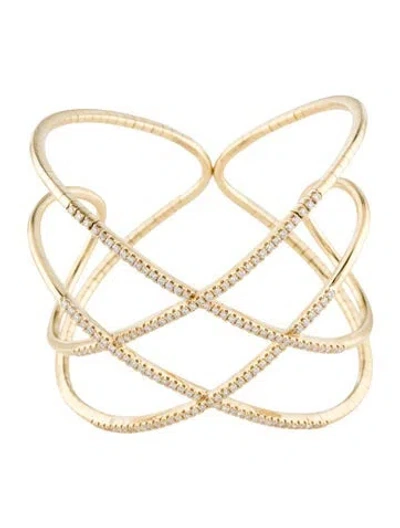 Pre-owned Gabriel & Co. 14k 1.90ctw Diamond Wide Cuff Bracelet, 6.5" In Multicolor