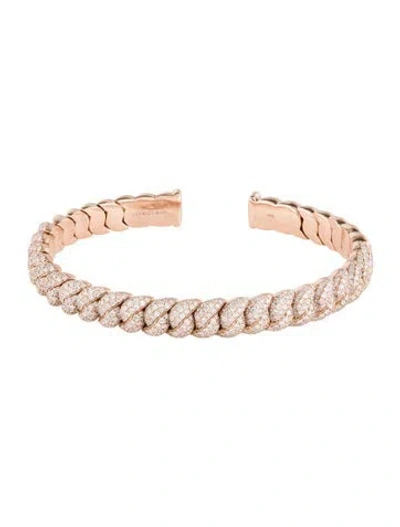 Pre-owned Gabriel & Co. 14k 3.74ctw Diamond Twisted Link Cuff Bracelet, 6.5" In Multicolor
