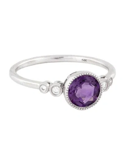 Pre-owned Gabriel & Co. 14k Amethyst & Diamond Cocktail Ring In Multicolor