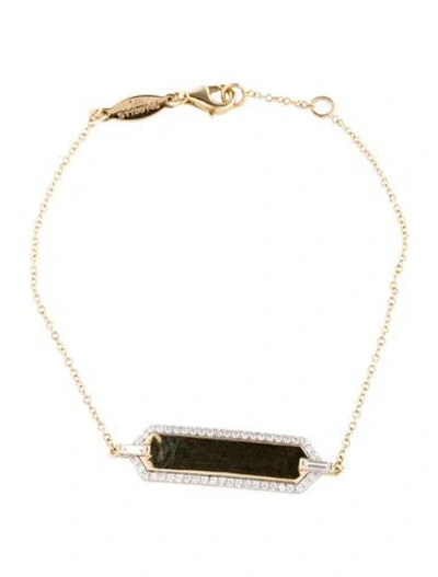 Pre-owned Gabriel & Co. 14k Diamond Bar Link Bracelet, 6.75" In Multicolor