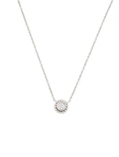Pre-owned Gabriel & Co. 14k Diamond Beaded Round Pendant Necklace, 17.5" In Multi