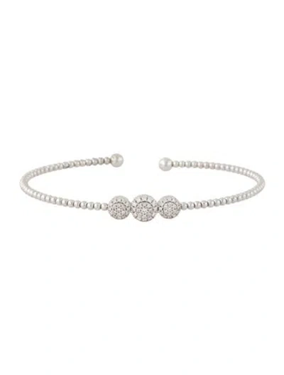 Pre-owned Gabriel & Co. 14k Diamond Bujukan Bead Cuff Bracelet, 7" In Multi