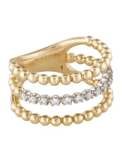 Pre-owned Gabriel & Co. 14k Diamond Bujukan Bead Ring In Multicolor