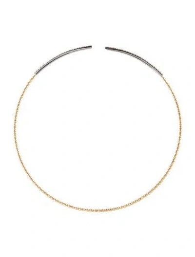 Pre-owned Gabriel & Co. 14k Diamond Bujukan Beaded Choker Necklace, 13" In Multicolor