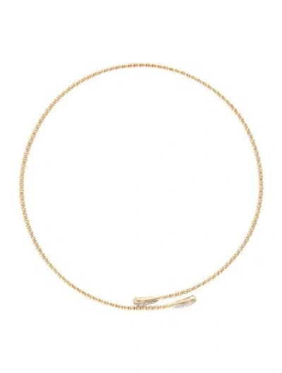 Pre-owned Gabriel & Co. 14k Diamond Bujukan Beaded Choker Necklace, 14" In Multicolor