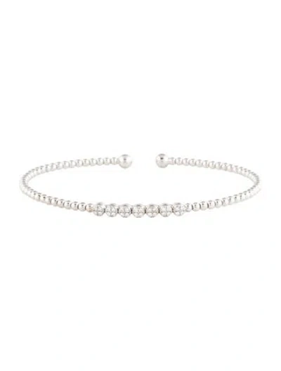 Pre-owned Gabriel & Co. 14k Diamond Bujukan Beaded Cluster Bangle, 6.75" In Multi