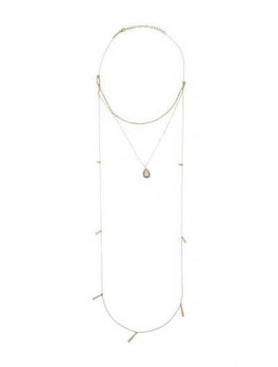 Pre-owned Gabriel & Co. 14k Diamond Bujukan Beaded Multistrnad Pendant Necklace, 15.5"