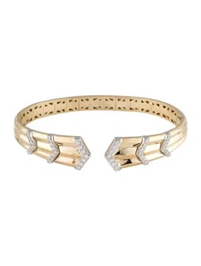 Pre-owned Gabriel & Co. 14k Diamond Cuff Bracelet, 6.5" In Multicolor