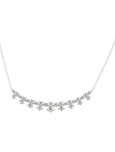 Pre-owned Gabriel & Co. 14k Diamond Curved Bar Pendant Necklace, 17.5" In Multicolor