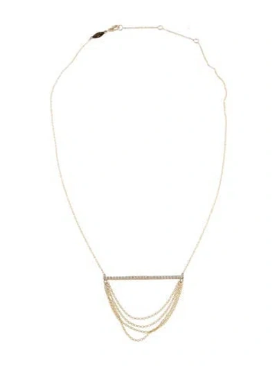 Pre-owned Gabriel & Co. 14k Diamond Draped Chain Bar Pendant Necklace, 17.5" In Multicolor