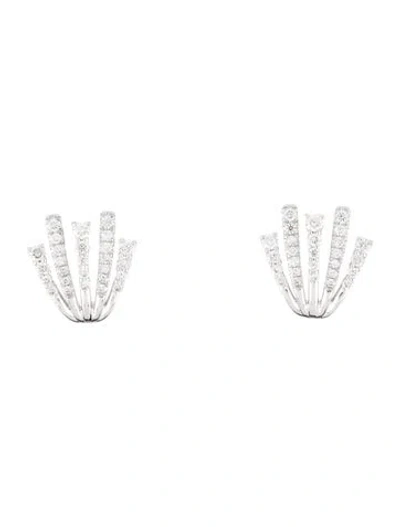 Pre-owned Gabriel & Co. 14k Diamond Fan Stud Earrings In Multicolor
