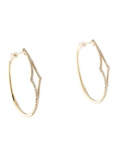 Pre-owned Gabriel & Co. 14k Diamond Geometric Hoop Earrings In Multicolor