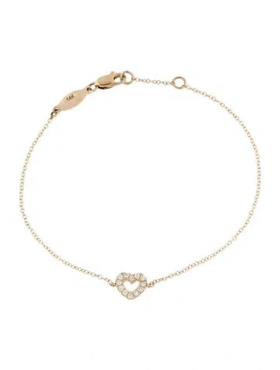 Pre-owned Gabriel & Co. 14k Diamond Heart Station Bracelet, 6.75" In Multi