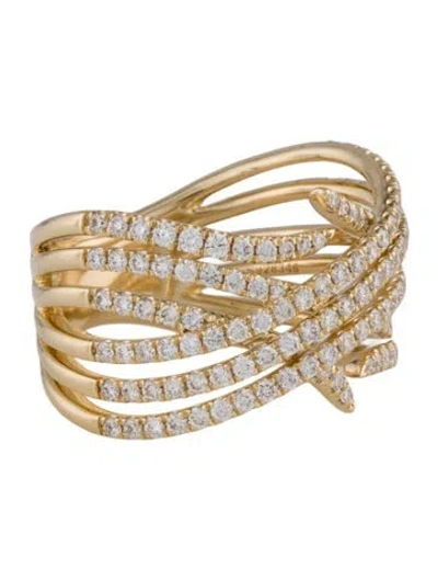 Pre-owned Gabriel & Co. 14k Diamond Intersecting Rows Wide Ring In Multicolor
