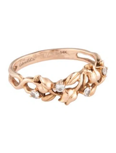 Pre-owned Gabriel & Co. 14k Diamond Leaf Cocktail Ring In Multicolor