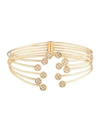Pre-owned Gabriel & Co. 14k Diamond Open Cuff Bracelet, 6" In Multicolor