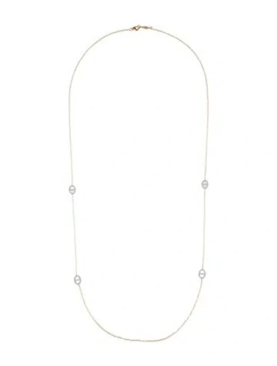 Pre-owned Gabriel & Co. 14k Diamond Oval Link Station Necklace, 28" In Multicolor
