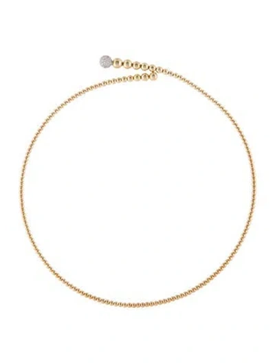 Pre-owned Gabriel & Co. 14k Diamond Pavé Ball Bujukan Beaded Choker, 14" In Multicolor